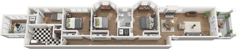 Floor plan for 3 beds, 1 bath, 1595 sqft